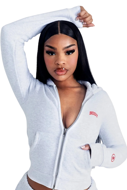 THE BACKSHOT ZIP TRACKSUIT (HEATHER GRAY/RED)